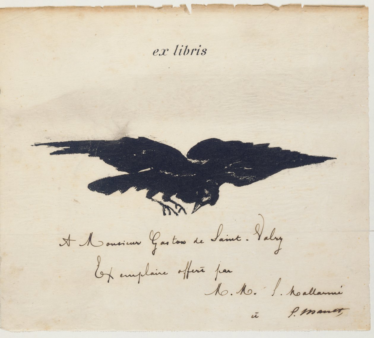 Ex-libris litografado por Edouard Manet para ilustrar: Edgar Allen POE. O corvo. O corvo. Tradução de Stéphane Mallarmé com ilustrações de Edouard Manet de Édouard Manet