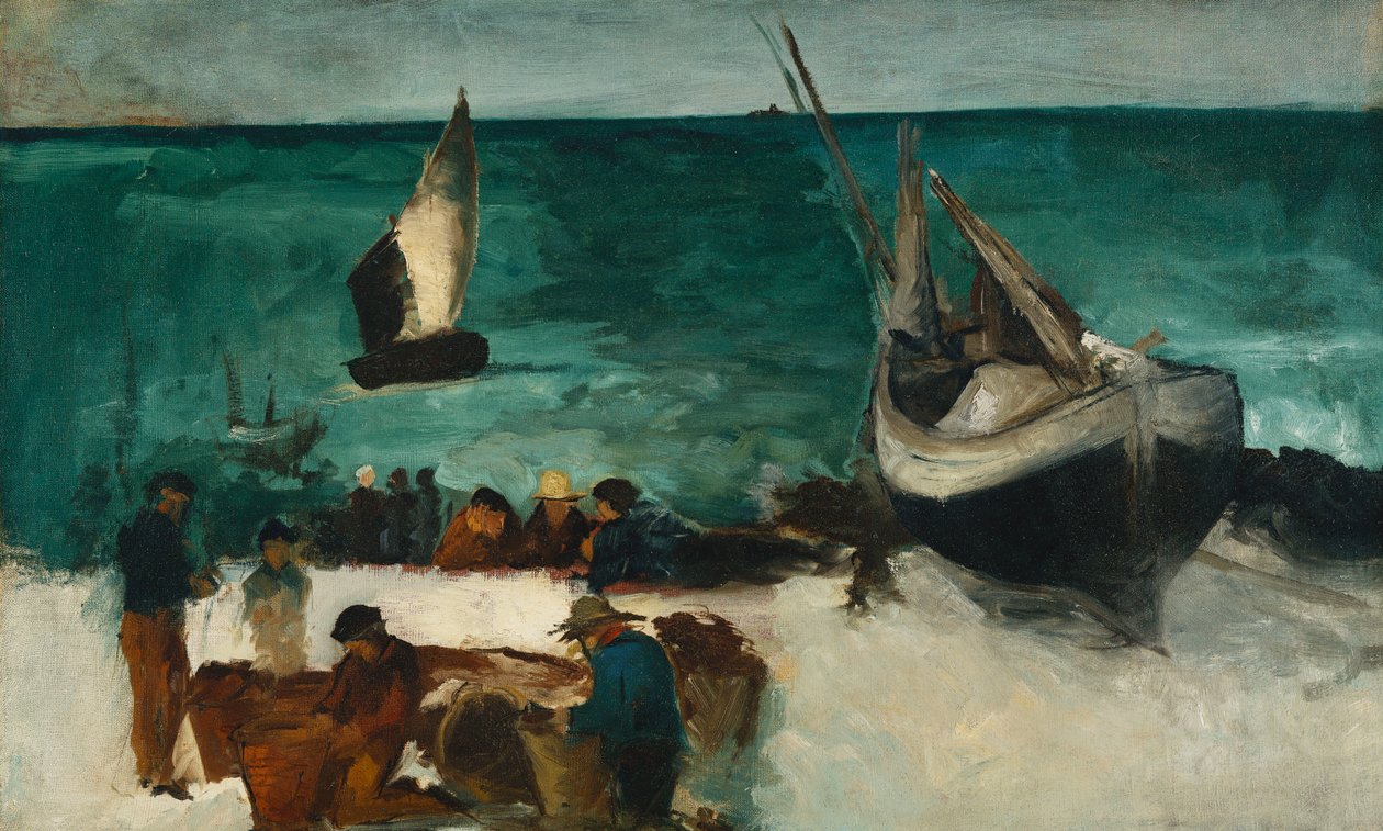 Barcos de pesca e pescadores; Marine a Berck: Barcos de pesca e pescadores, 1873 de Édouard Manet