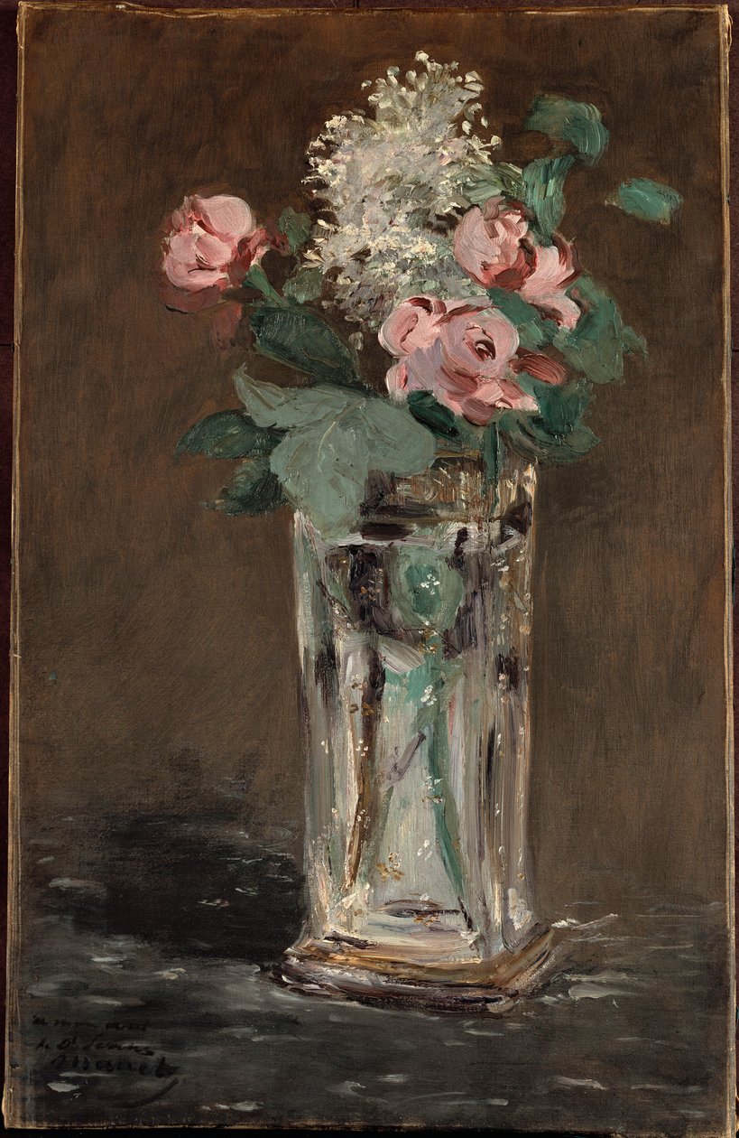 Flores em um vaso de cristal (óleo sobre tela) de Édouard Manet