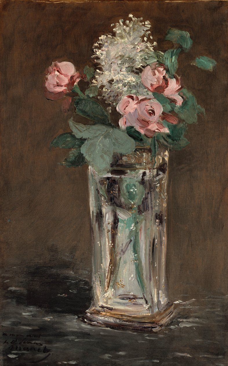Flores em um vaso de cristal de Édouard Manet