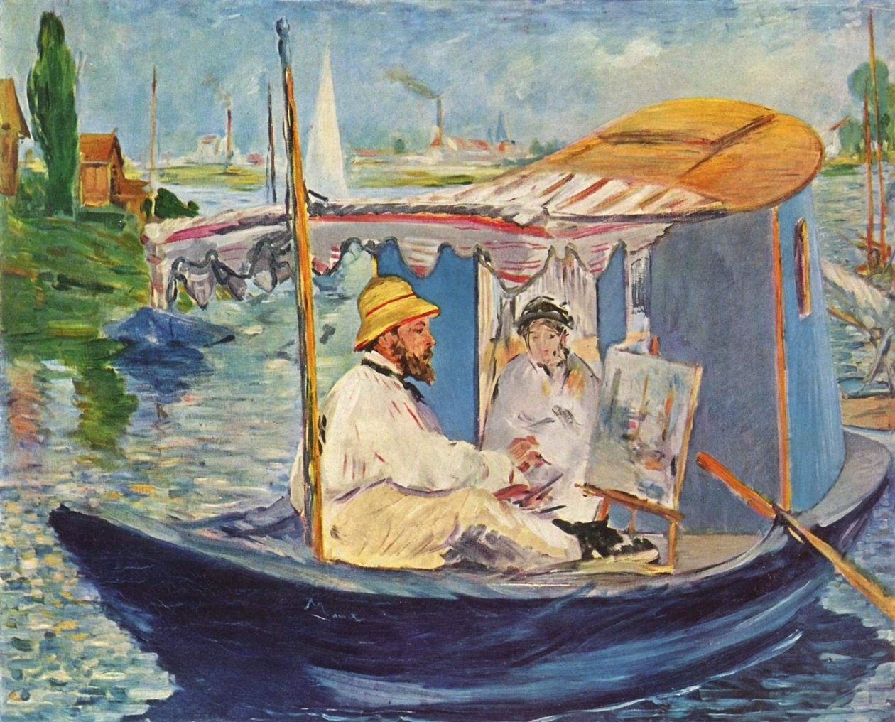 Alemão: Die Barke Claude Monet pintando no seu barco-estúdio de Édouard Manet