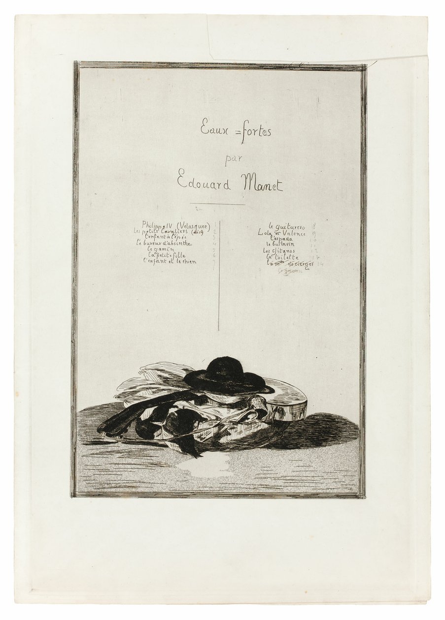 Chapéu e Guitarra, Frontispício para a edição de quatorze gravuras de Édouard Manet