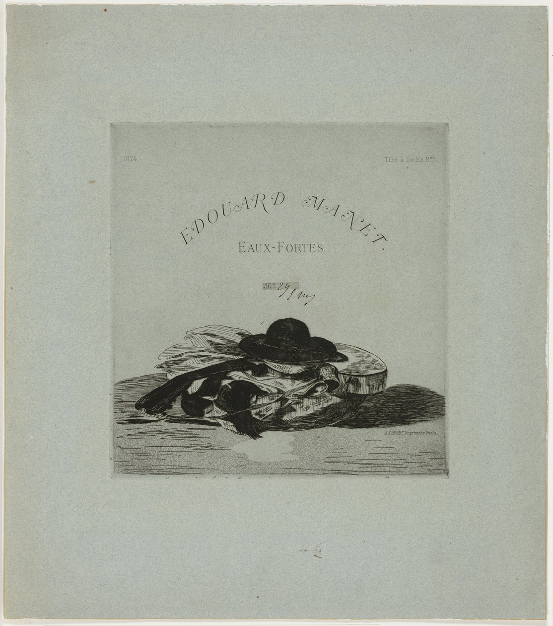 Chapéu e guitarra, frontispício da edição de catorze gravuras de Édouard Manet