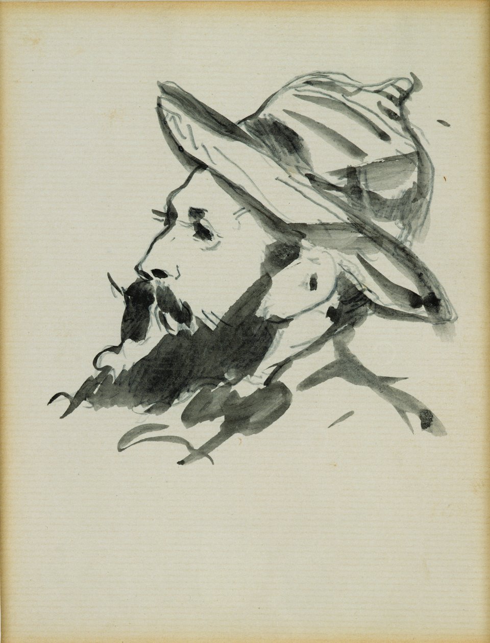 Cabeça de um homem (Claude Monet) 1874 (caneta e tinta no papel) de Édouard Manet