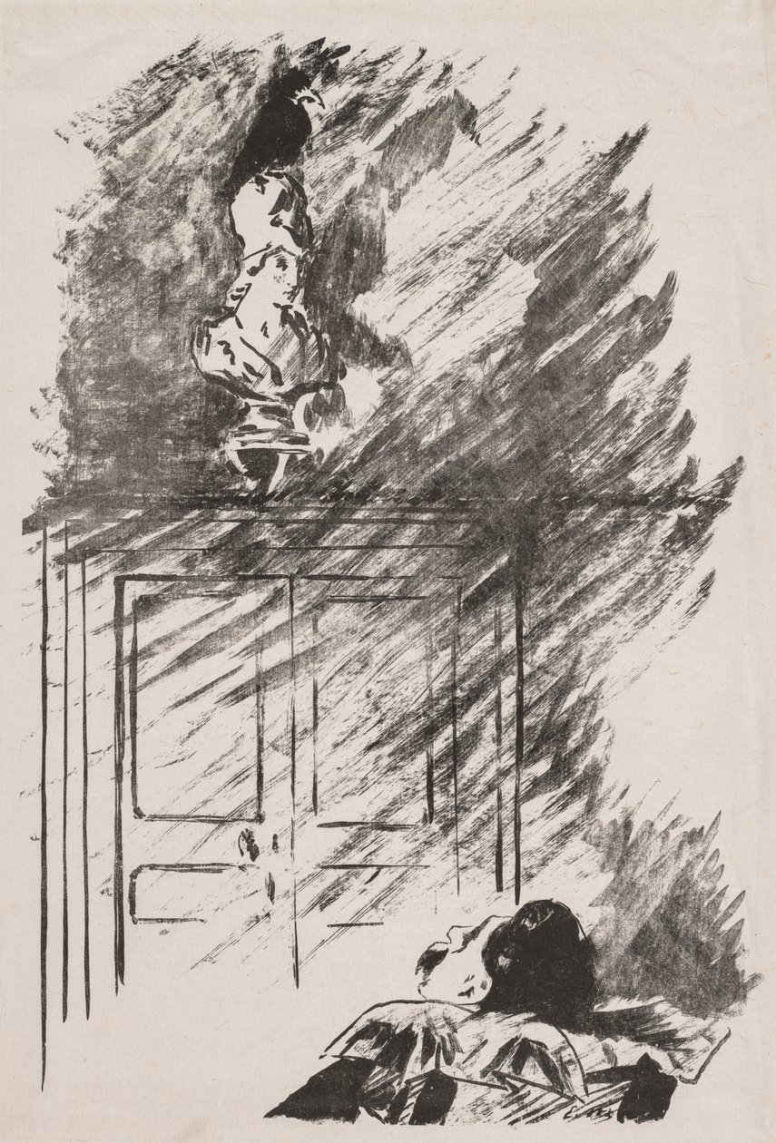 Ilustração para o corvo por Edgar Allan Poe. de Édouard Manet