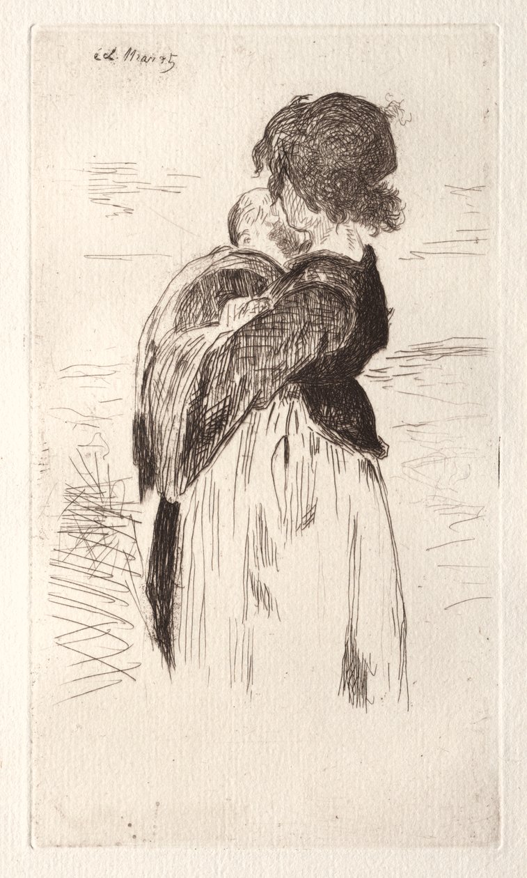 A menina segurando um bebê de Édouard Manet