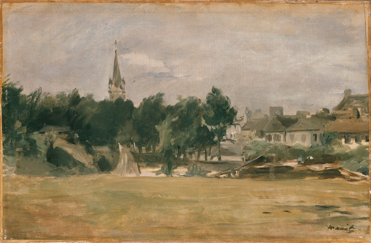 Paisagem com uma igreja da vila, início da década de 1870 de Édouard Manet