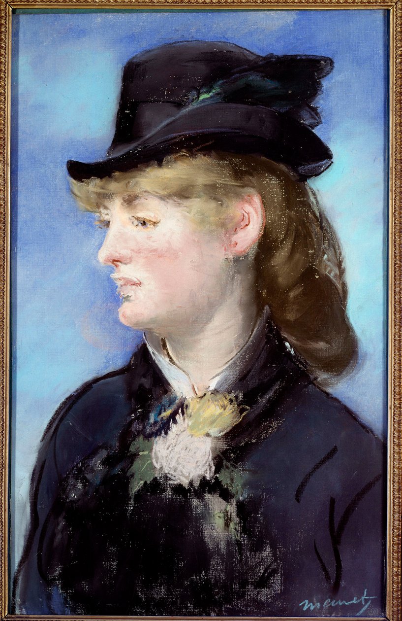 Le Modele de la garçonete du "bar aux Folies-Bergeres" pintura de Manet Edouard (1832-1883) pintor pastel 0,540 m. - 0,340 m. Dijon, musee des Beaux-Arts - Estudo da empregada de bar para Le Bar des Folies Bergeres de Édouard Manet