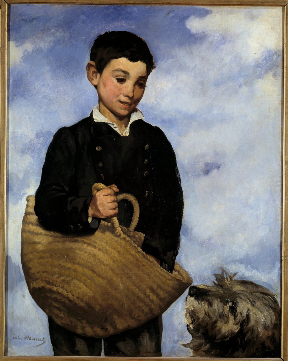Criança com um cão a pintar por Edouard Manet (1832-1883) de Édouard Manet