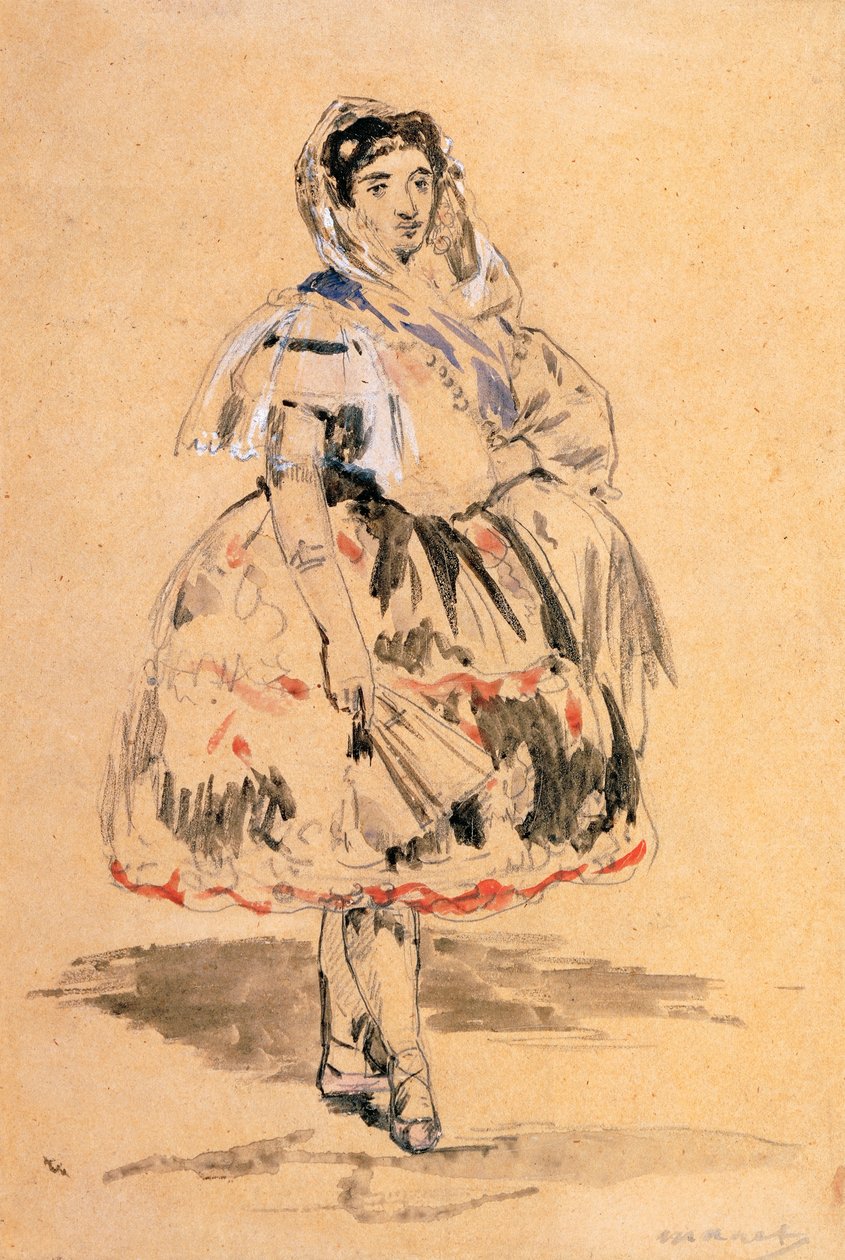 Lola de Valência (desenho meu de chumbo, aguarela) de Édouard Manet