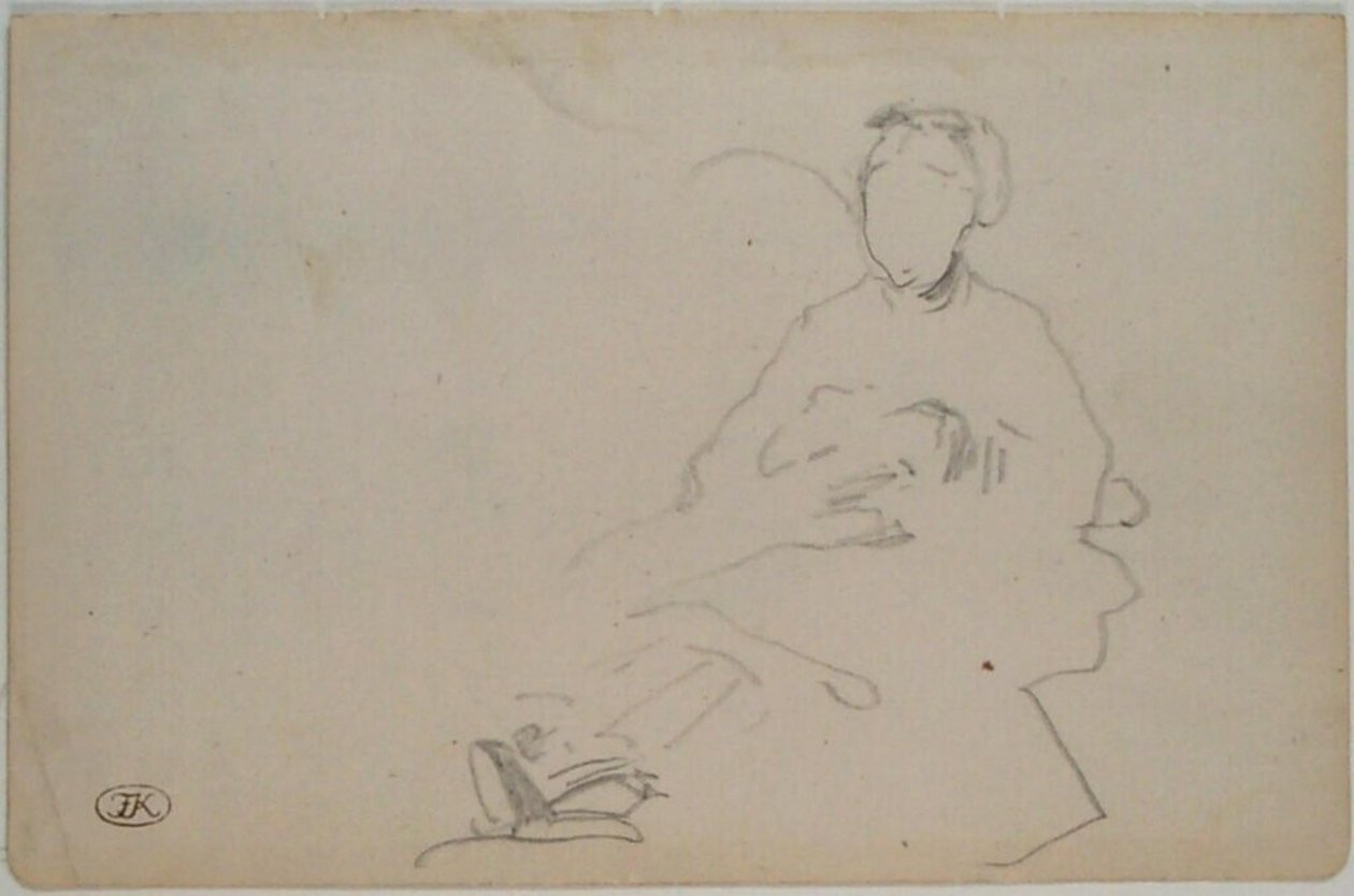 Manet - Esboço de uma mulher sentada (folha de um caderno de esboços), cerca de 1864-1868 de Édouard Manet