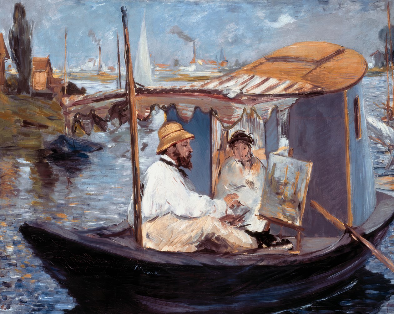 Monet pintando em seu estúdio de Édouard Manet