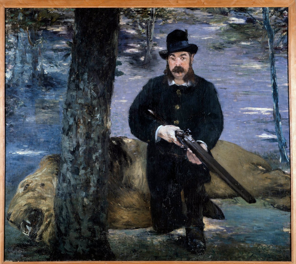 Monsieur Pertuiset Um caçador a posar perto de um leão, o seu trópico de caça. Pintura de Edouard Manet (1832-1883) 1881 de Édouard Manet