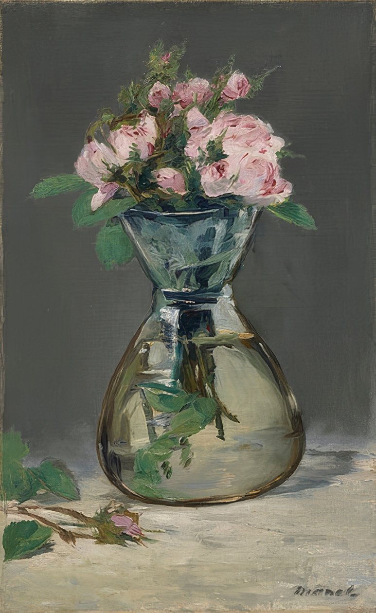 Rosas de musgo em um vaso. 1882 de Édouard Manet