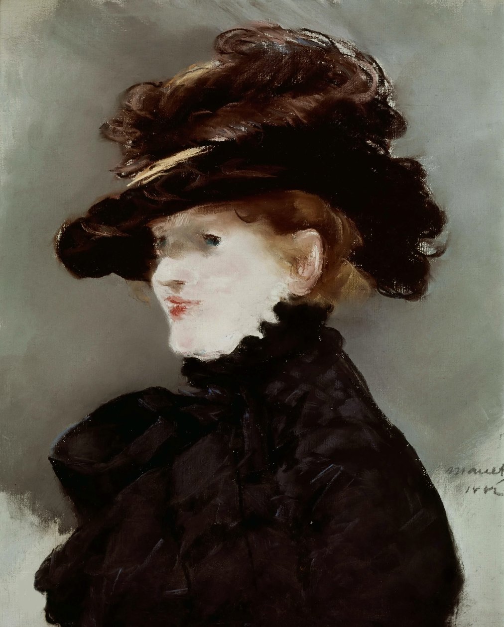 Méry Laurent em um chapéu preto, 1882. de Édouard Manet