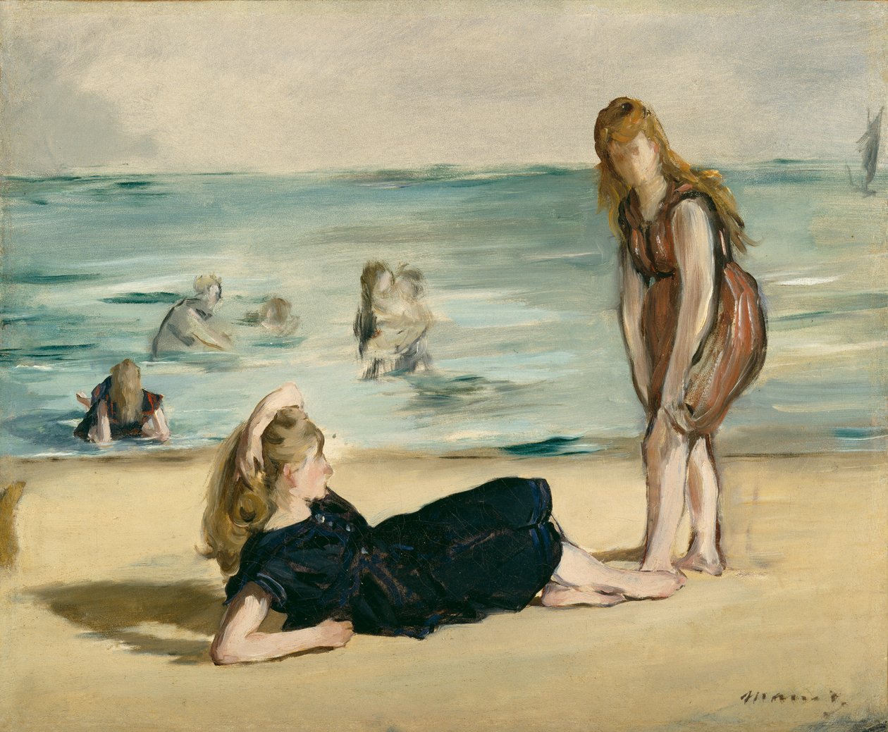 Na praia, c.1868 de Édouard Manet