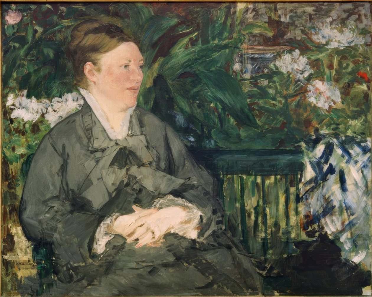 Retrato de Madame Manet na estufa de Édouard Manet