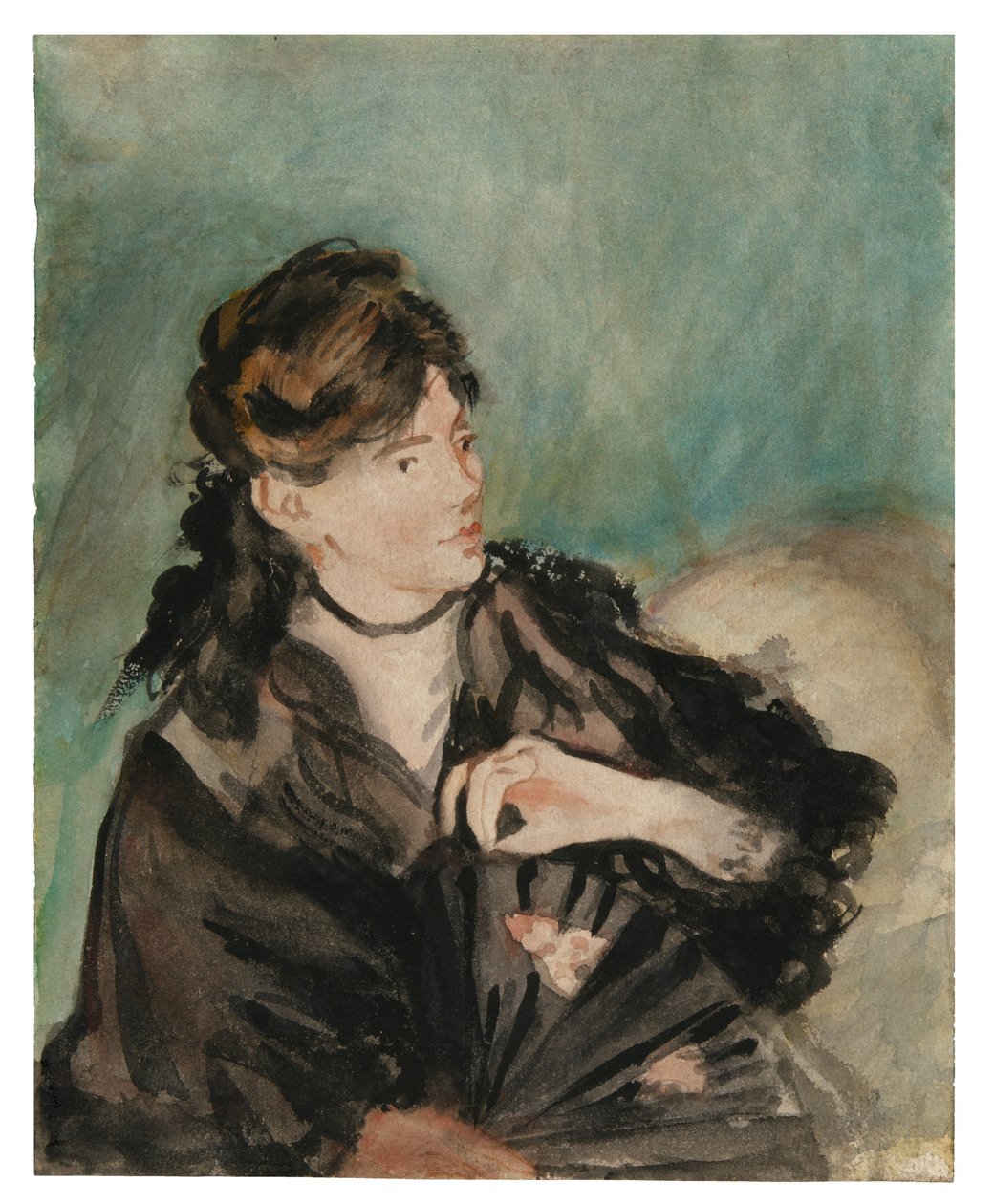 Retrato de Berthe Morisot com um leque de Édouard Manet