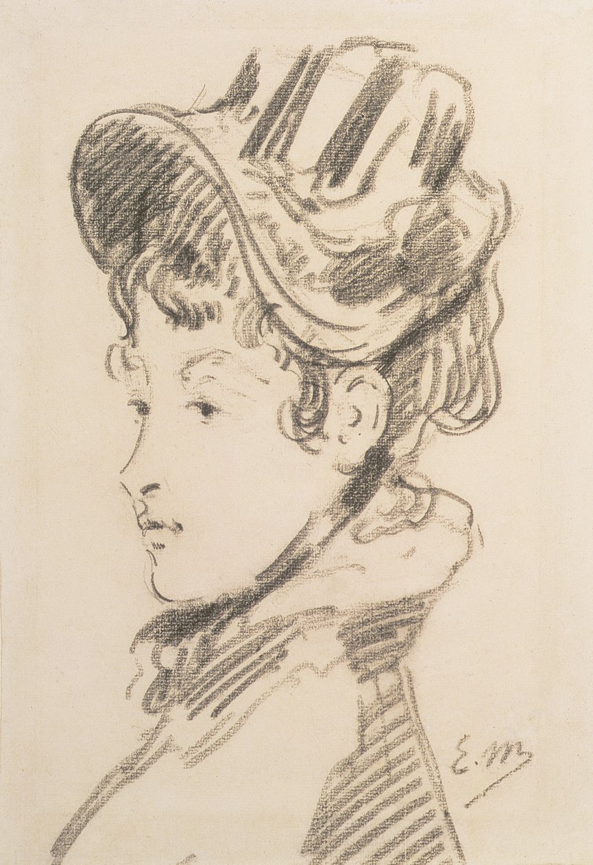 Retrato de Madame Jules Guillemet, c.1880 (giz preto) de Édouard Manet
