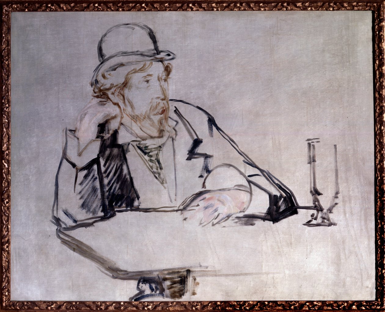 Retrato do romancista irlandês Georges Moore (1852-1933) no Café Drawing de Edouard Manet (1832-1883) 1879 Nova York. Museu de Arte Moderna de Édouard Manet