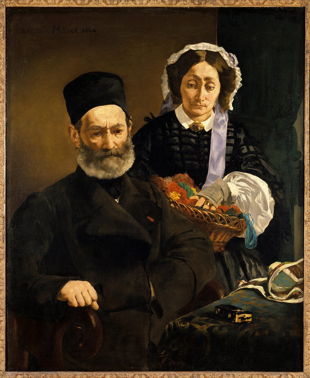 Retratos de Monsieur e Madame Auguste Manet, pais do artista Pintura de Edouard Manet (1832-1883) 1860 Sun. 1,1x0,9 m Paris, musee d