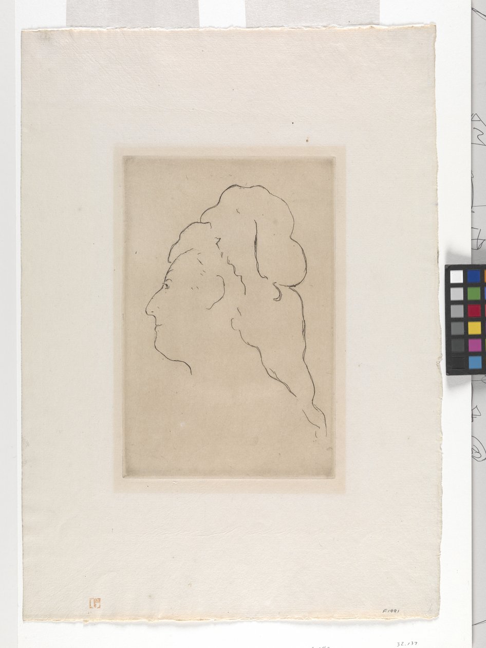 Perfil de Eva Gonzales virada para a esquerda (gravura) de Édouard Manet