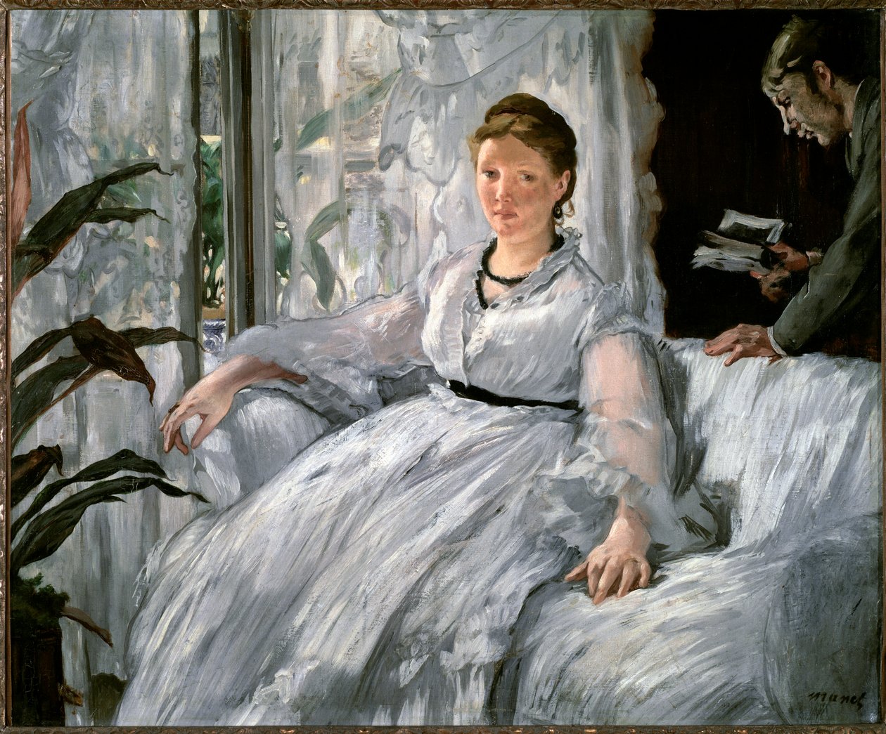 A ler. (Retratos de Suzanne Manet e seu filho, Leon Koella-Leenhoff) - 1865. Óleo sobre tela de Édouard Manet