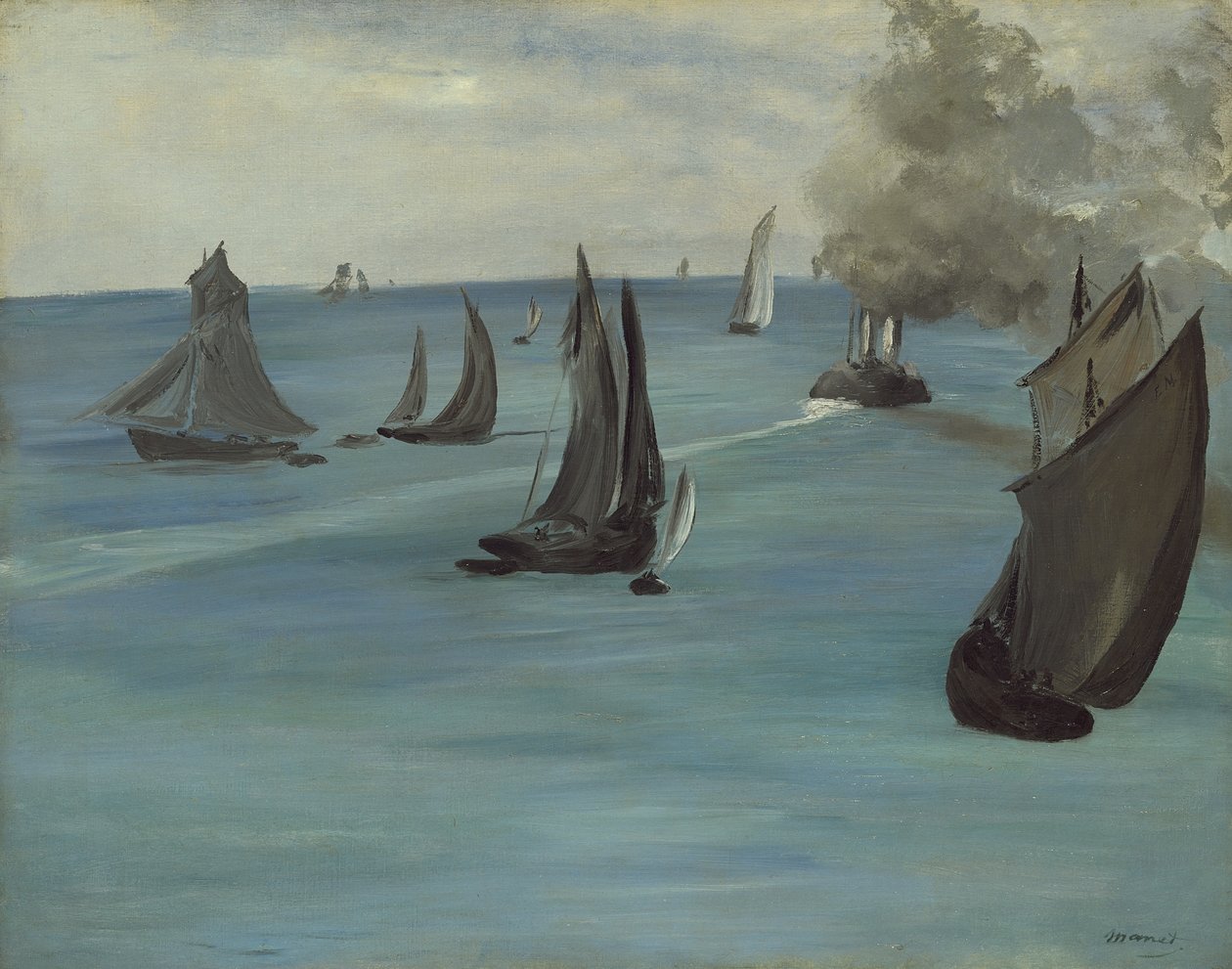 Barco a vapor saindo de Boulogne, 1864 de Édouard Manet