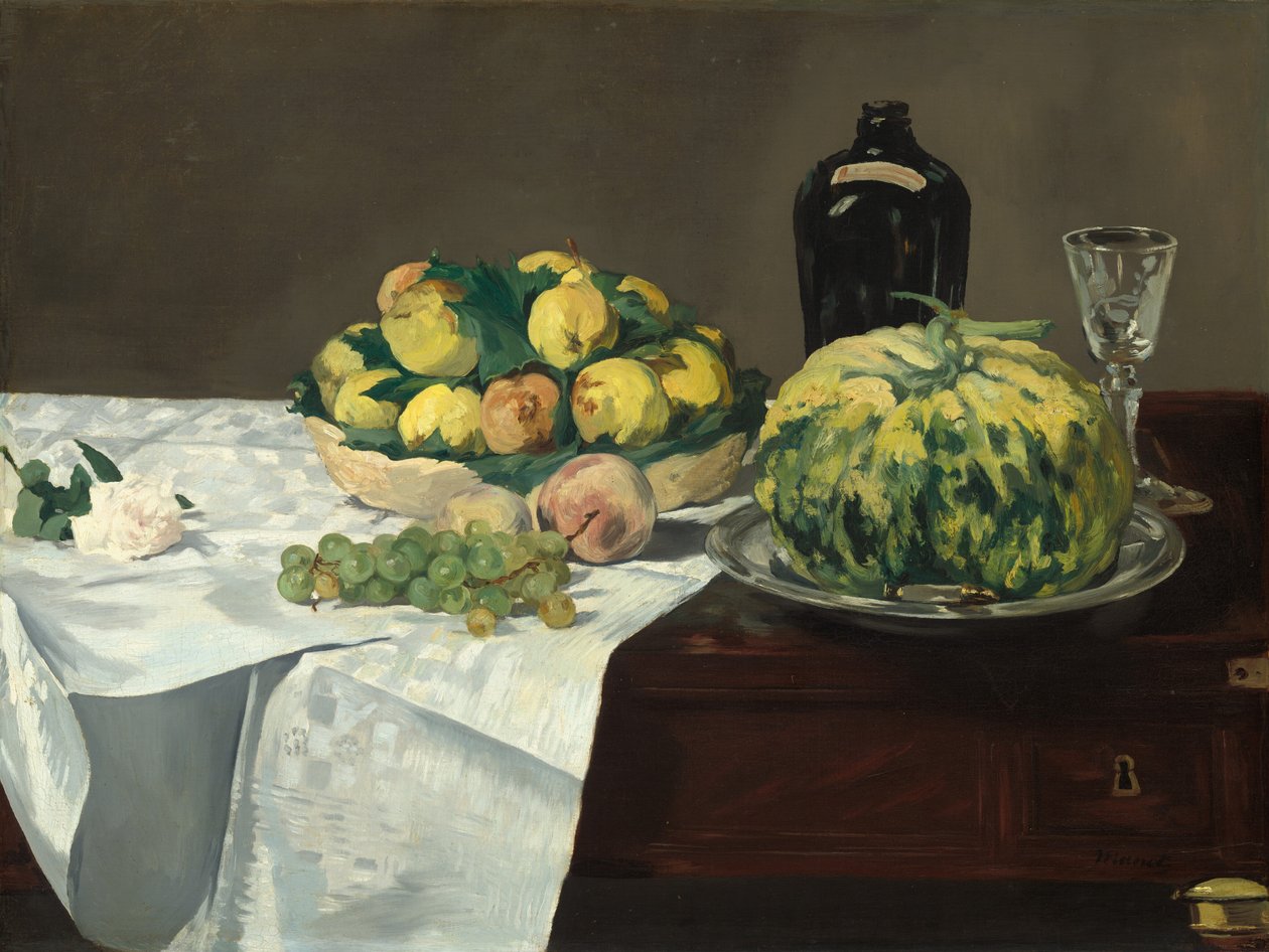 Natureza morta com melão e pêssegos de Édouard Manet