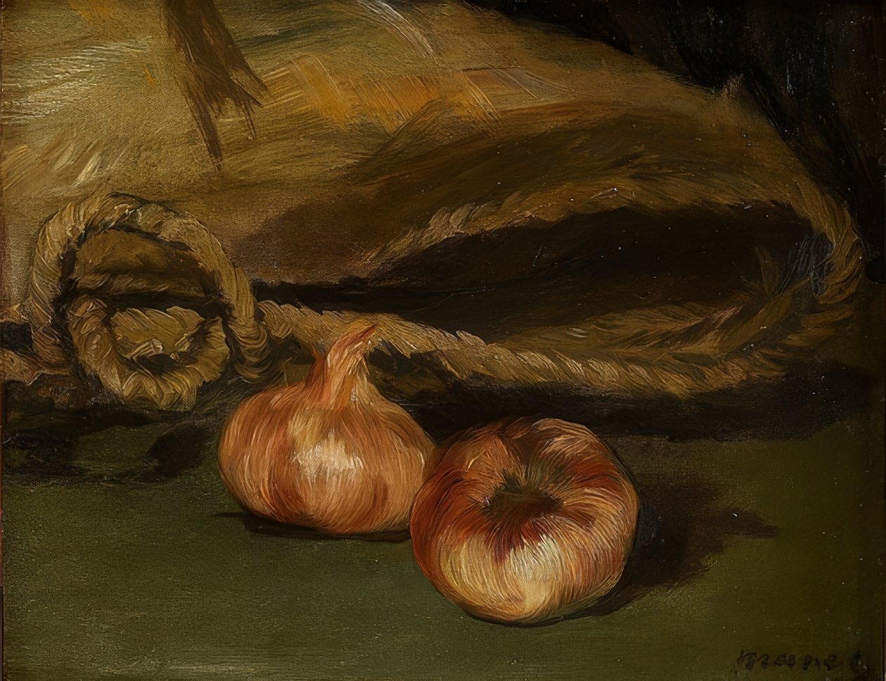 Ainda vida com saco e alho. 1861-62 de Édouard Manet