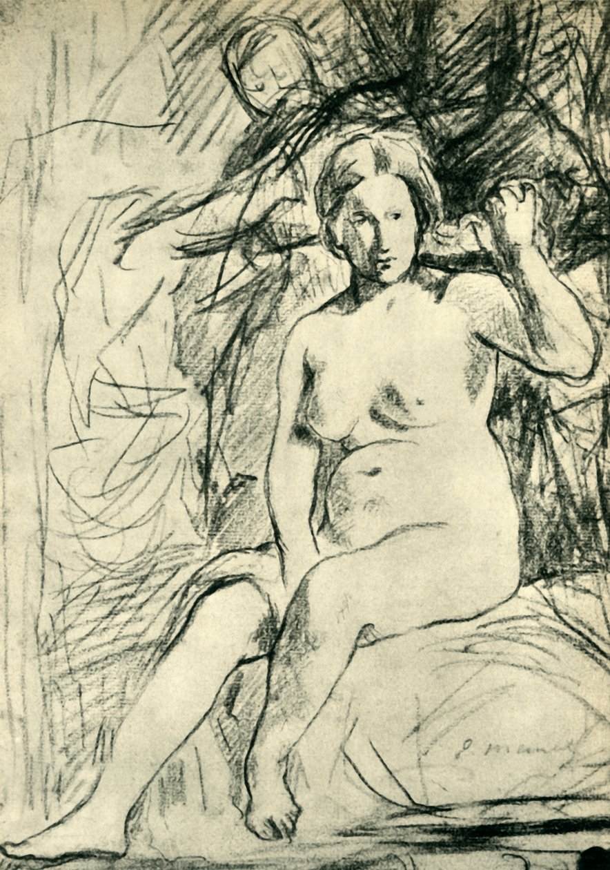 Estudo de um nu sentado La Toilette, 1858-1860, 1943. de Édouard Manet