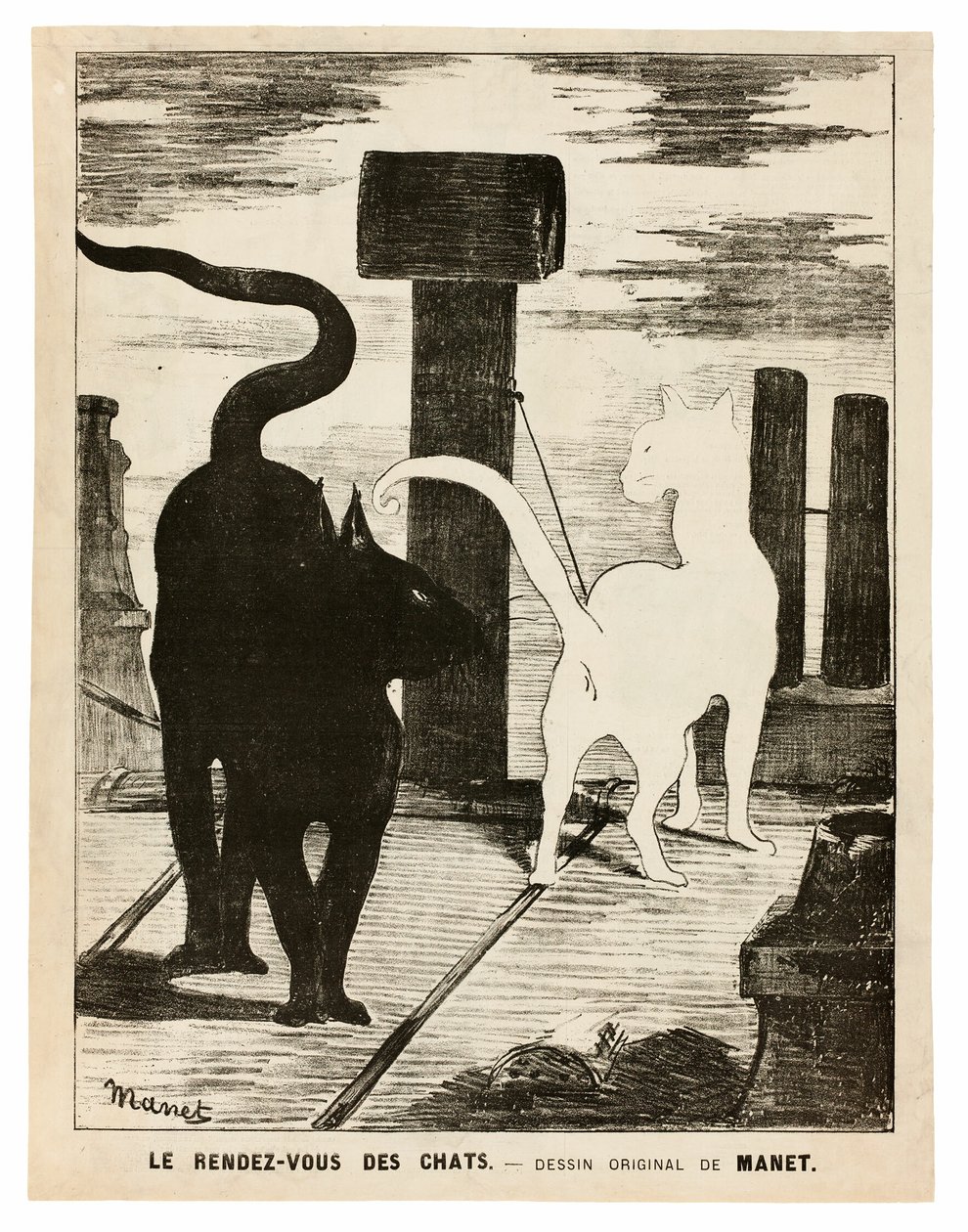 O encontro dos gatos de Édouard Manet