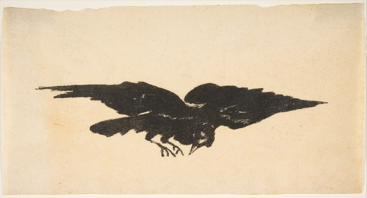 O corvo voador, Ex Libris para o corvo por Edgar Allan Poe, 1875. de Édouard Manet
