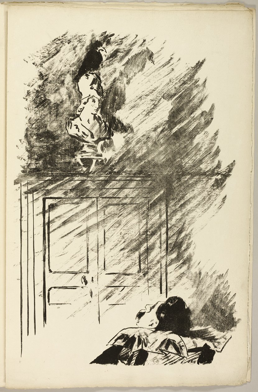 O Corvo no Busto de Pallas ("Empoleirado em um busto de Pallas..."), de O Corvo (Le Corbeau) de Édouard Manet