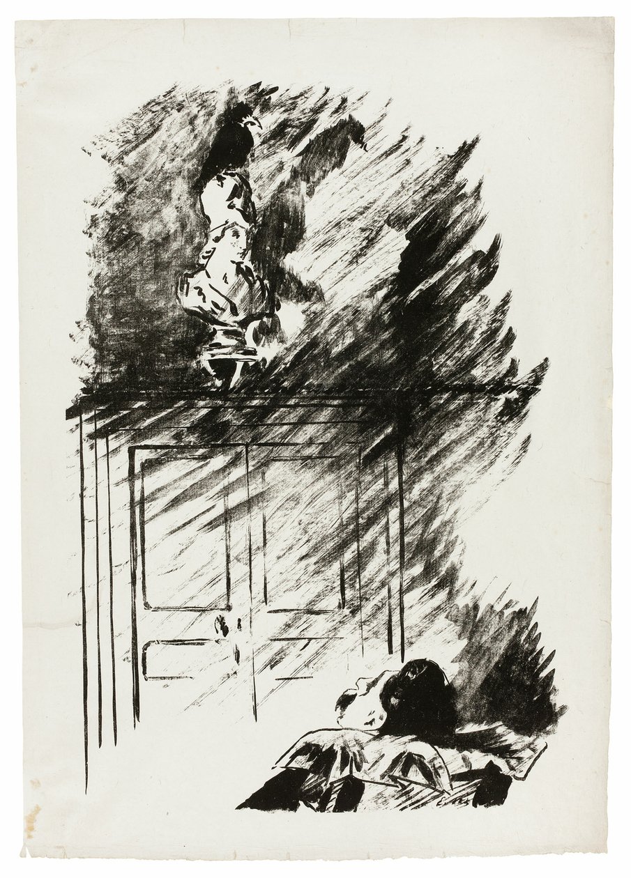 O Corvo no Busto de Pallas ("Empoleirado em um busto de Pallas..."), de O Corvo (Le Corbeau) de Édouard Manet