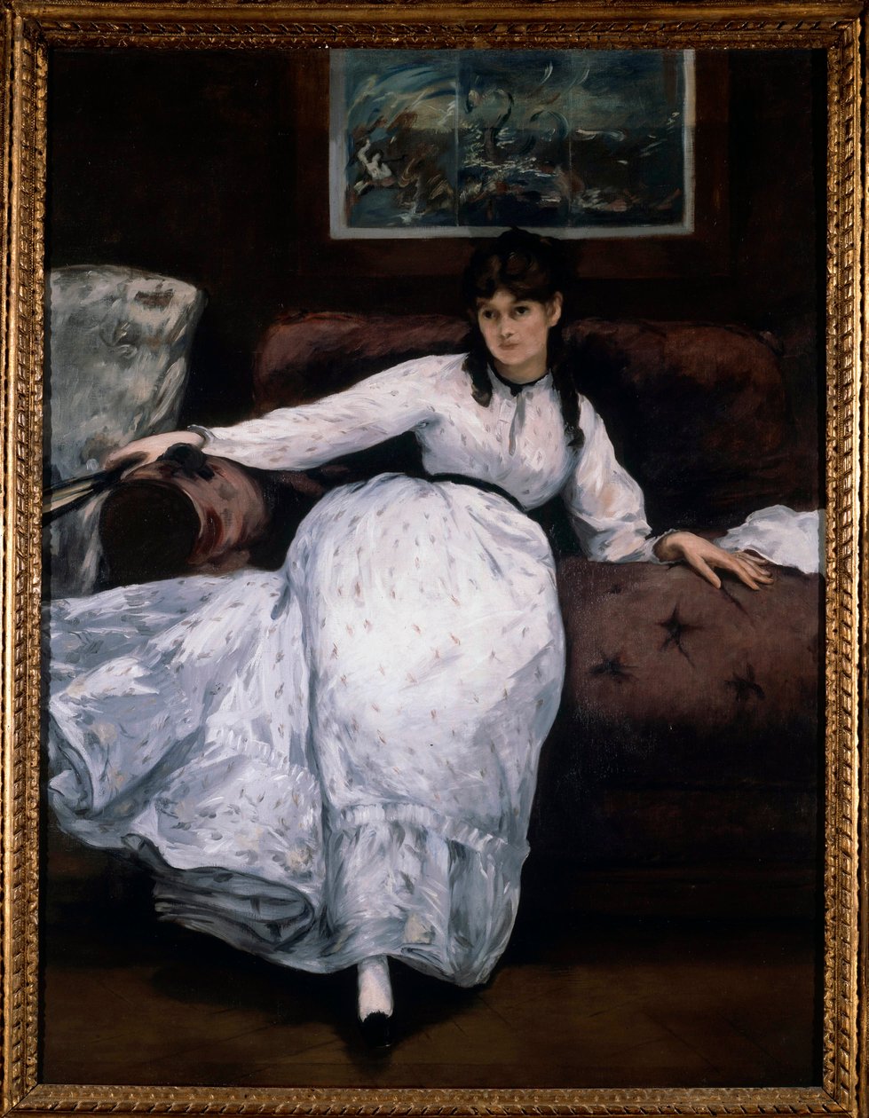 The Rest (Retrato da Mulher Pintora Berthe Morisot em um sofá) Pintura de Edouard Manet (1832-1883) 1870 Providence. Museu de Arte de Édouard Manet