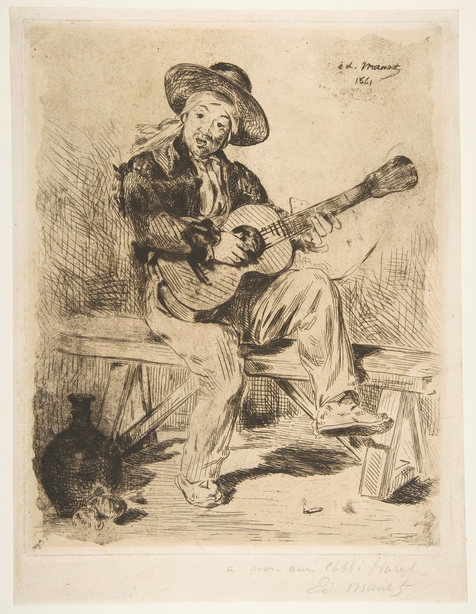 O cantor espanhol Le Guitarrero, 1861-62. de Édouard Manet