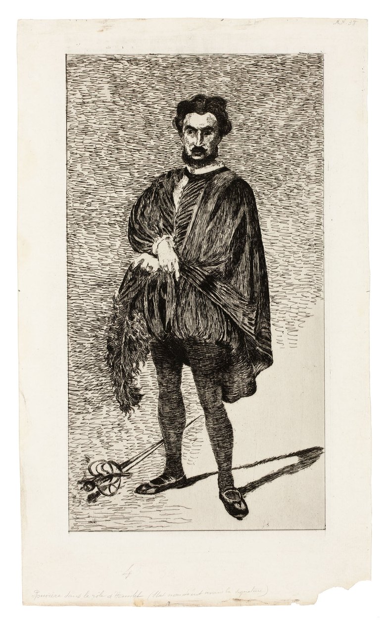 O ator trágico (Rouvière no papel de Hamlet) de Édouard Manet
