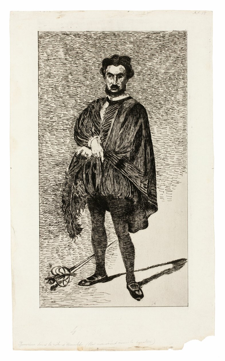O ator trágico (Rouvière no papel de Hamlet) de Édouard Manet