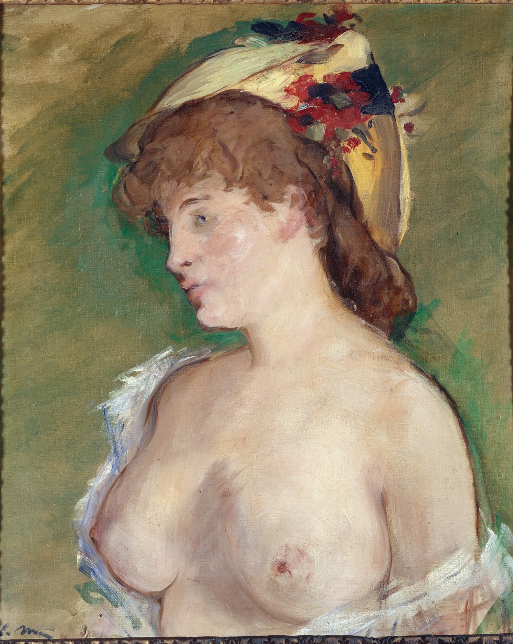 A loira com topless - óleo sobre tela de Édouard Manet