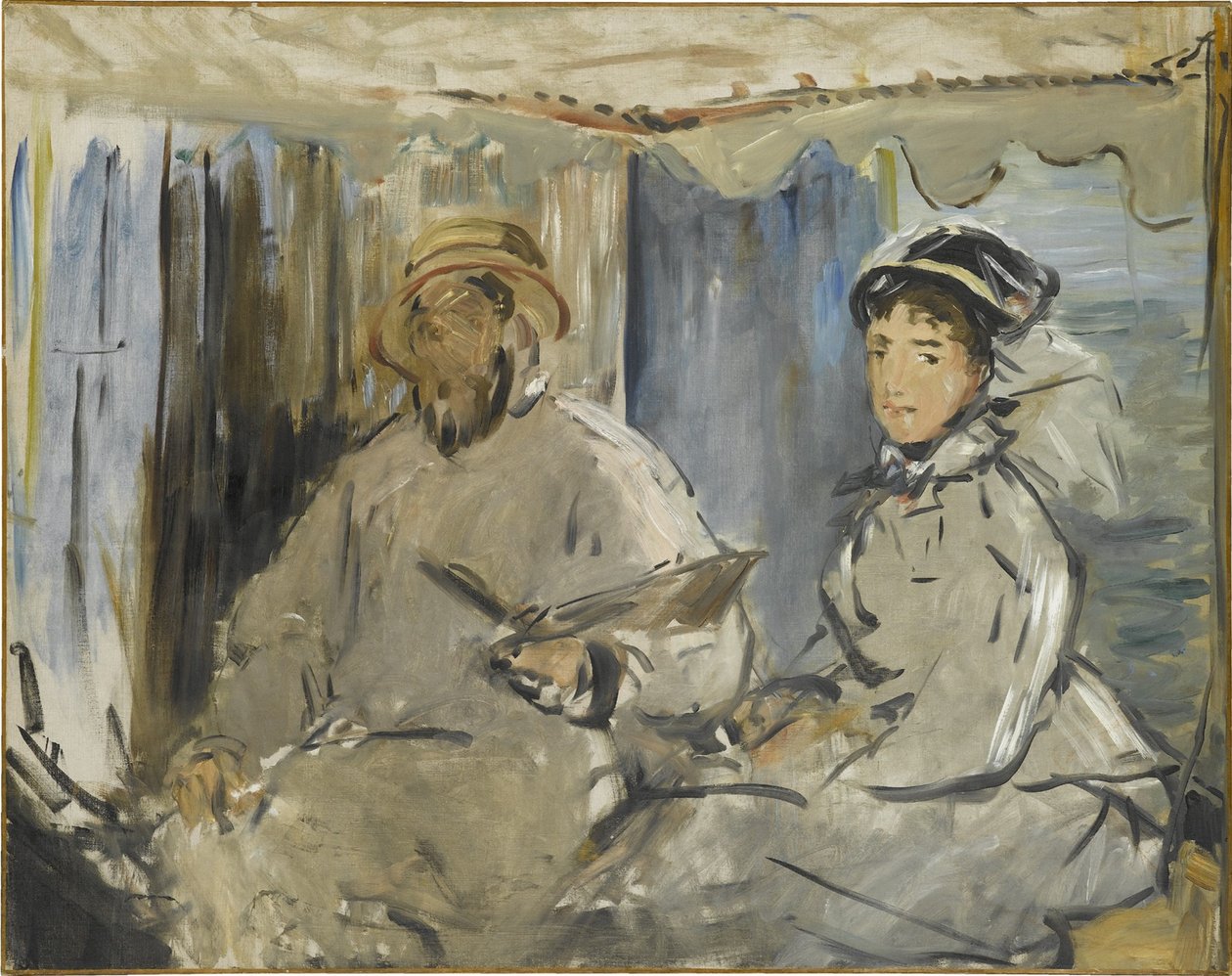 O pintor Monet em seu ateliê, 1874 de Édouard Manet
