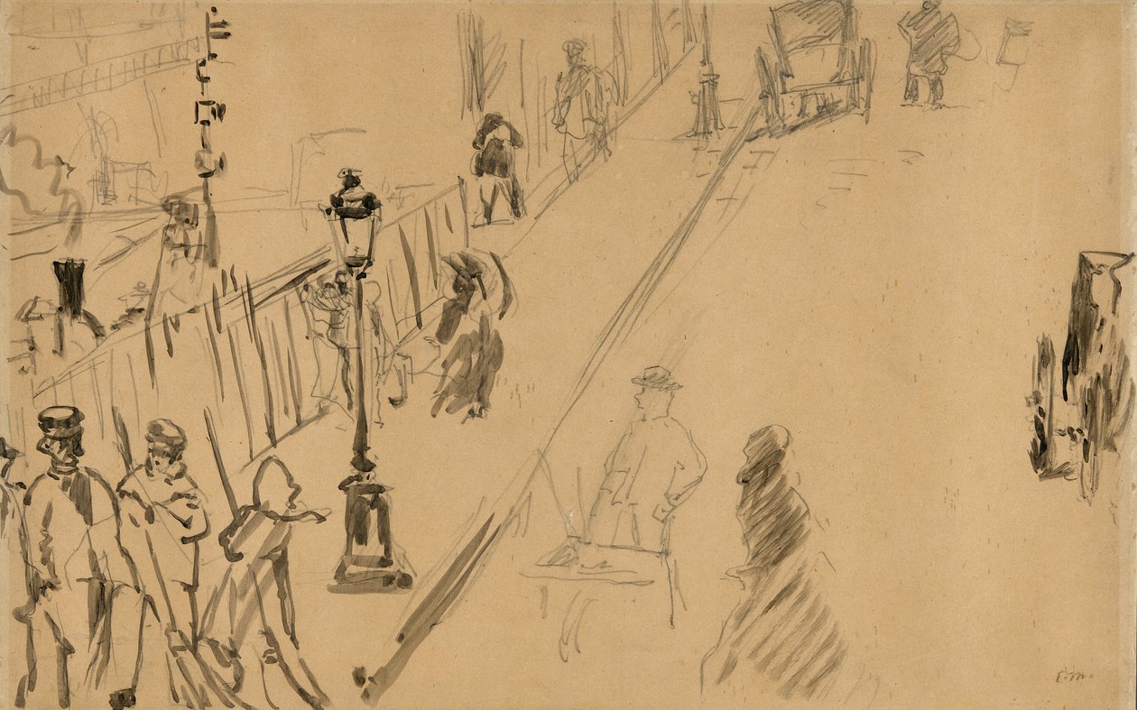 A rue Mosnier com lâmpada a gás de Édouard Manet