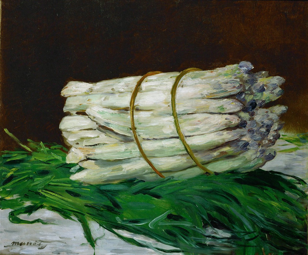 Um ramo de espargos (óleo sobre tela) de Edouard Manet