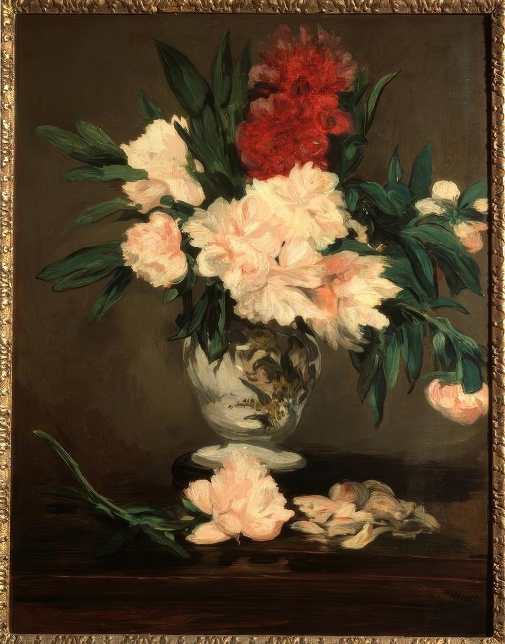 Vaso de peônia em pedestal de Édouard Manet