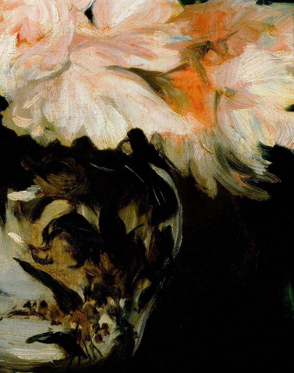 Vaso de peônias no chuveiro a pé, detalhe de Édouard Manet