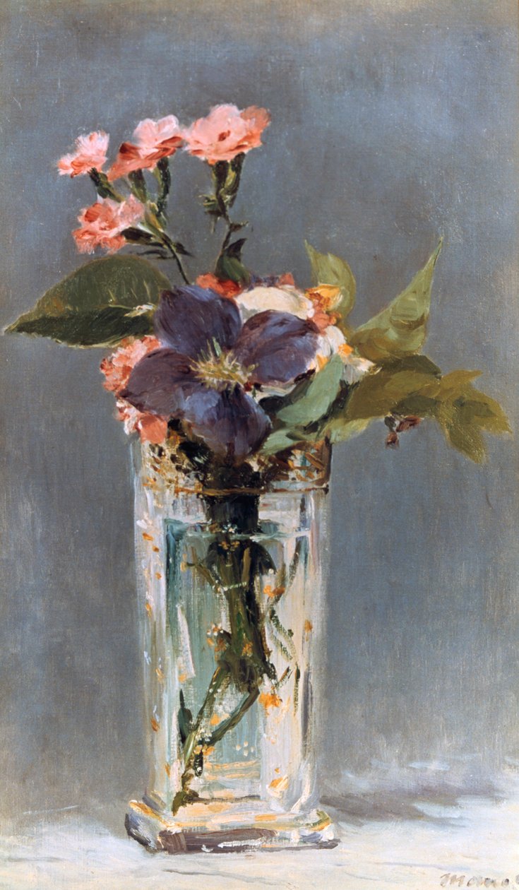 Violetas e Clematis em um vaso de cristal, 1882 de Édouard Manet