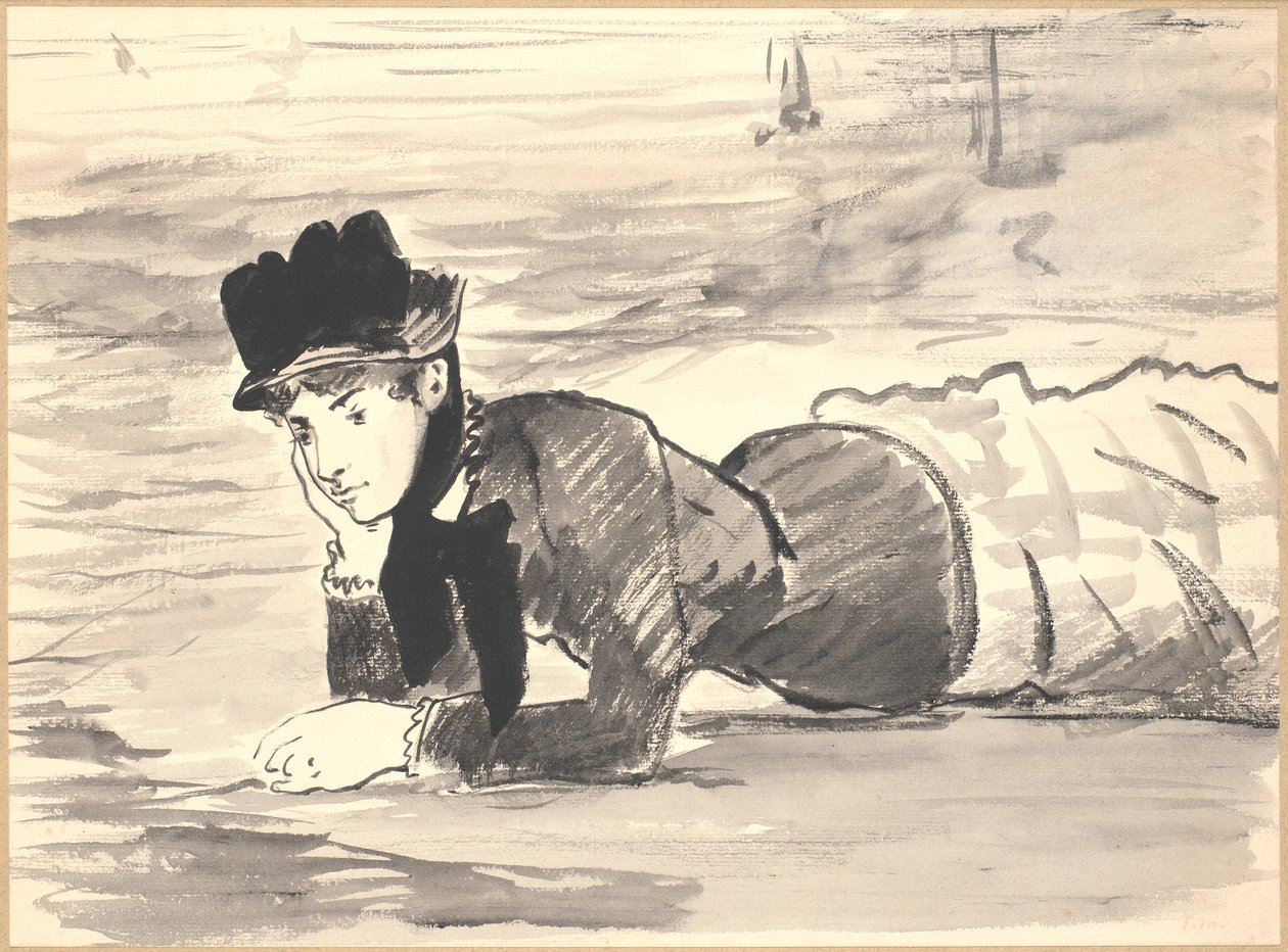 Mulher deitada na praia. Annabel Lee de Édouard Manet