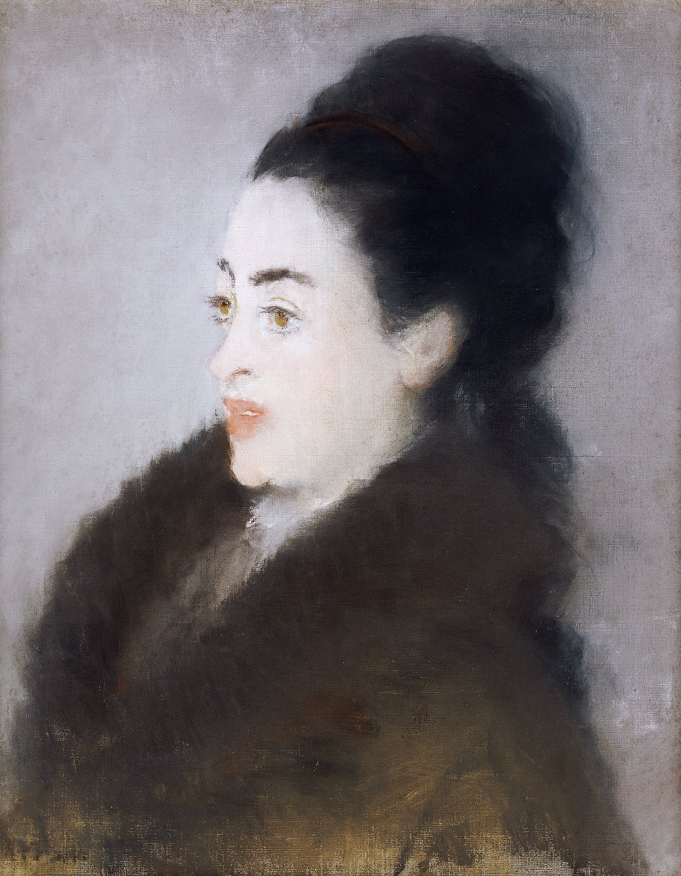 Mulher com um casaco de pele no perfil, 1879 de Édouard Manet