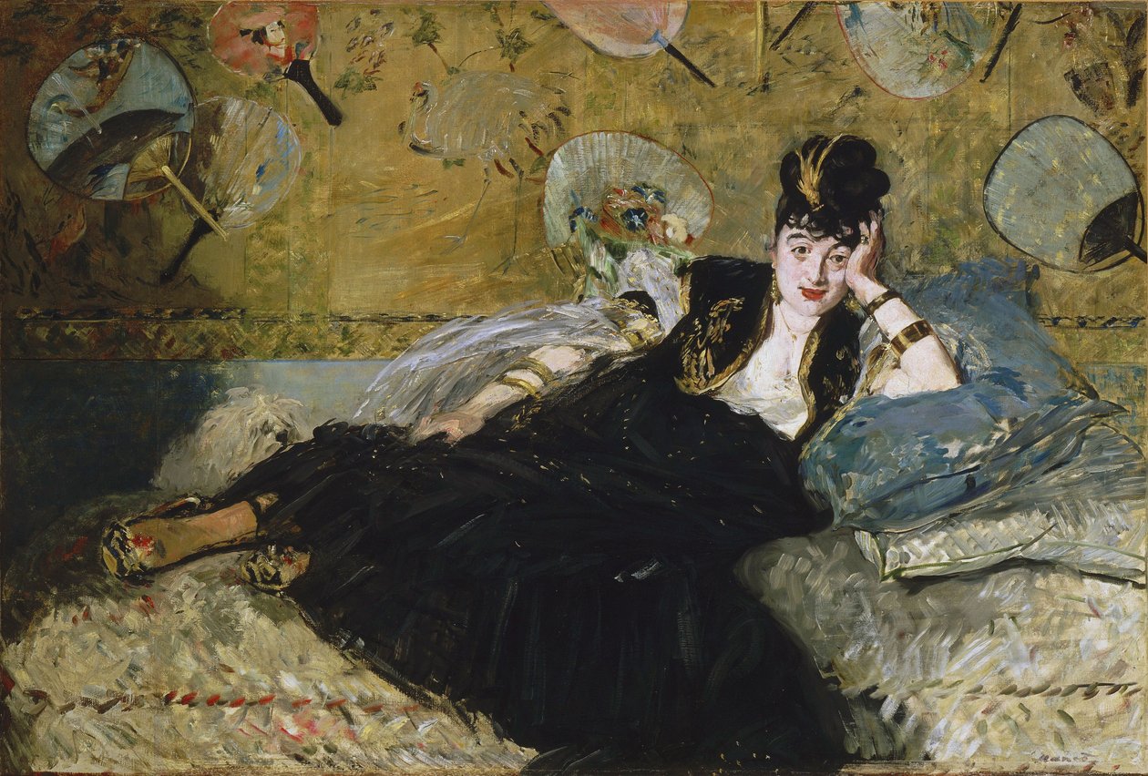 Francês:  La dame aux éventails Mulher com leques de Édouard Manet