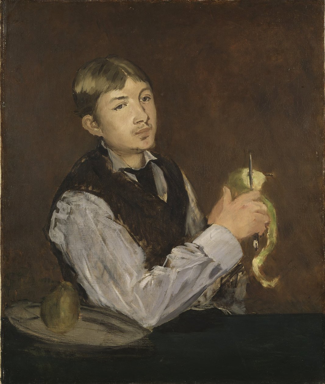 Menino a descascar uma pêra de Édouard Manet